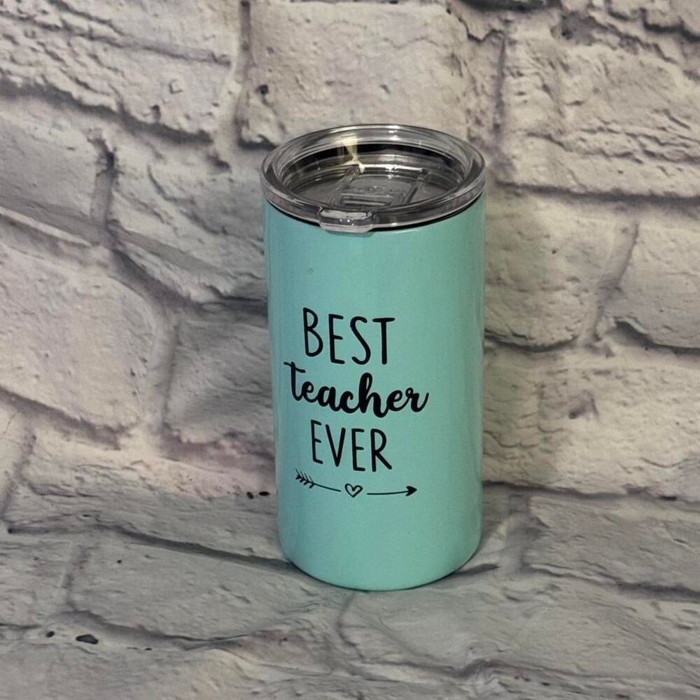 Best Teacher Ever Mint Green Insulated Tumbler Travel Coffee Cup With Lid